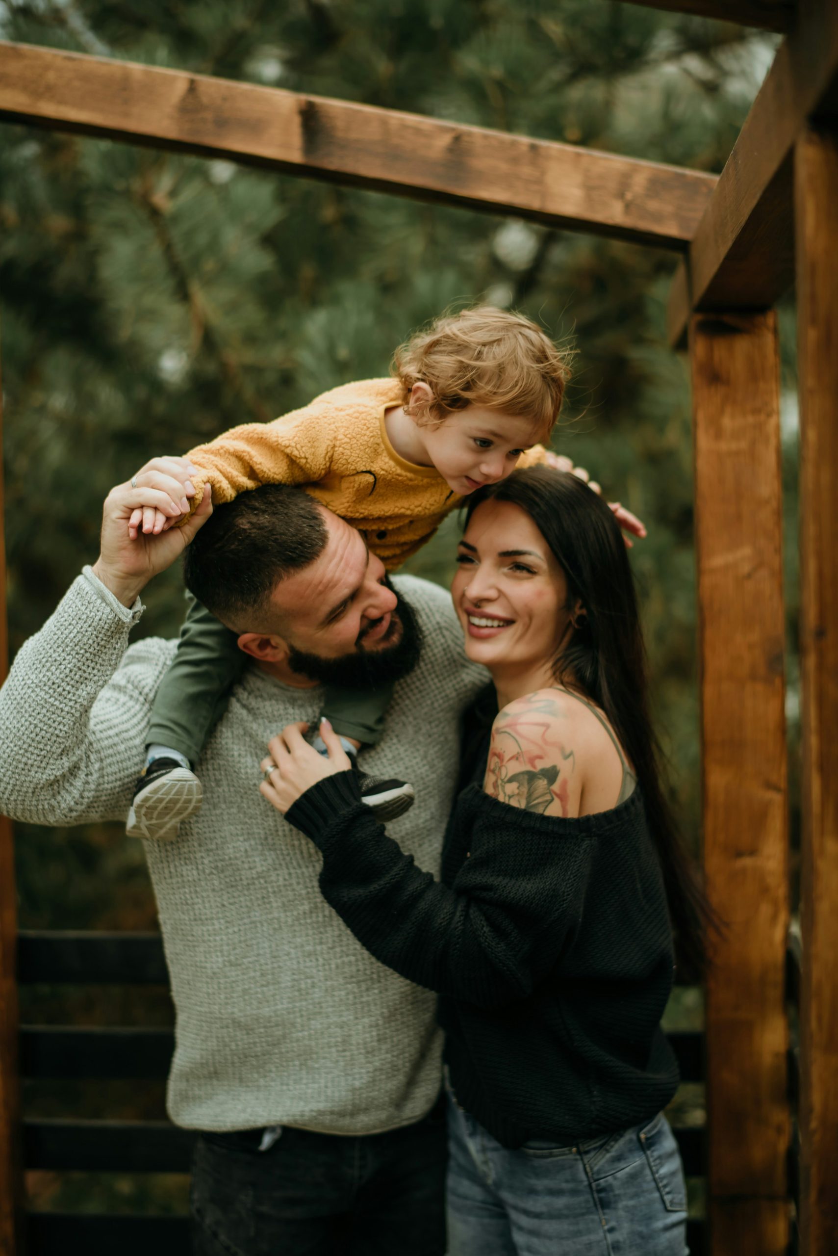 A family spending time outdoors.